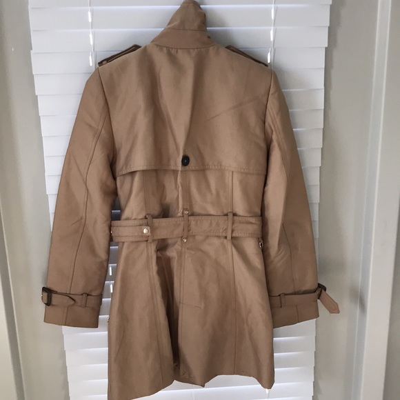 Zara Trench Coat Faux Suede Belted Pockets Buckled Sleeves Size XS - Picture 10 of 17